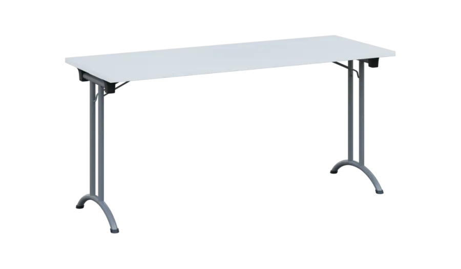 SLA 160 lak skládací jednací stůl 1600x600, deska 25 mm, podnož stříbrný lak, deska bílá